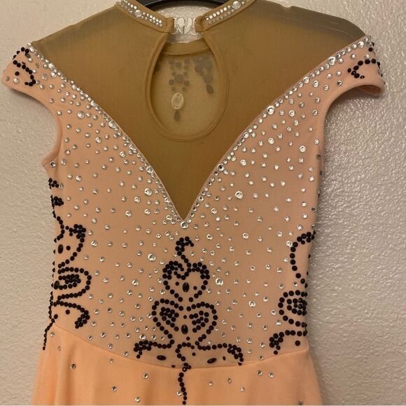 Custom solo dance ice skating lyrical ballet costume pink rhinestoned dress LC - Picture 7 of 11
